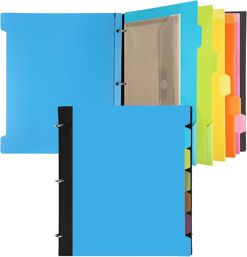 Tashkummy Pivotable Refillable Notebook, 3 Ring Binder Notebooks 1 Inch, Notebook with Dividers and Pockets, Folder Notebook, Flexible Binder, Soft Binders 3 Ring, Foldable Binder- Blue - Image 1